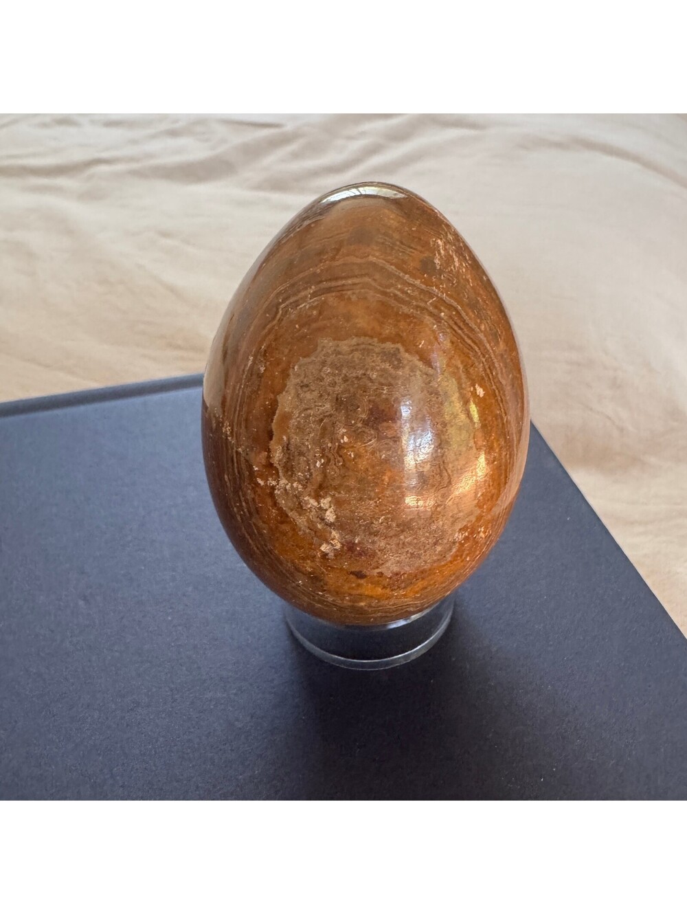 Vintage Honey Onyx Stone Egg Orbicular Eye Bullseye Pattern Pakistan 3" Orbital